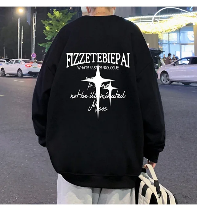 Unisex American Streetwear Crewneck Fleece Sweatshirt Detail