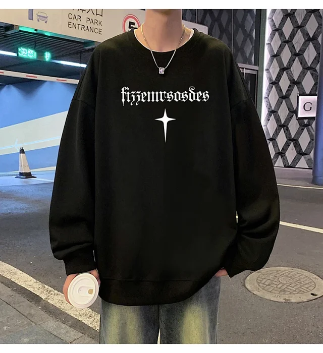 Unisex American Streetwear Crewneck Fleece Sweatshirt Detail