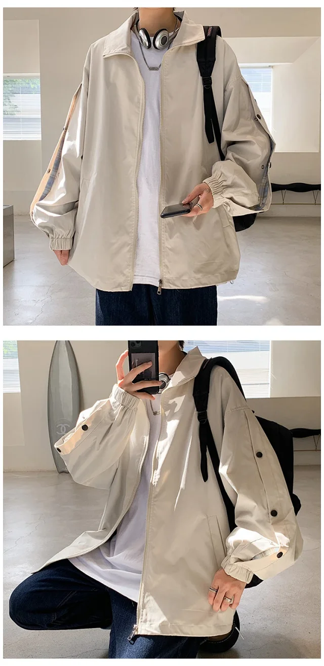 Men's Snap Button Hiphop Pilot Jacket Detail