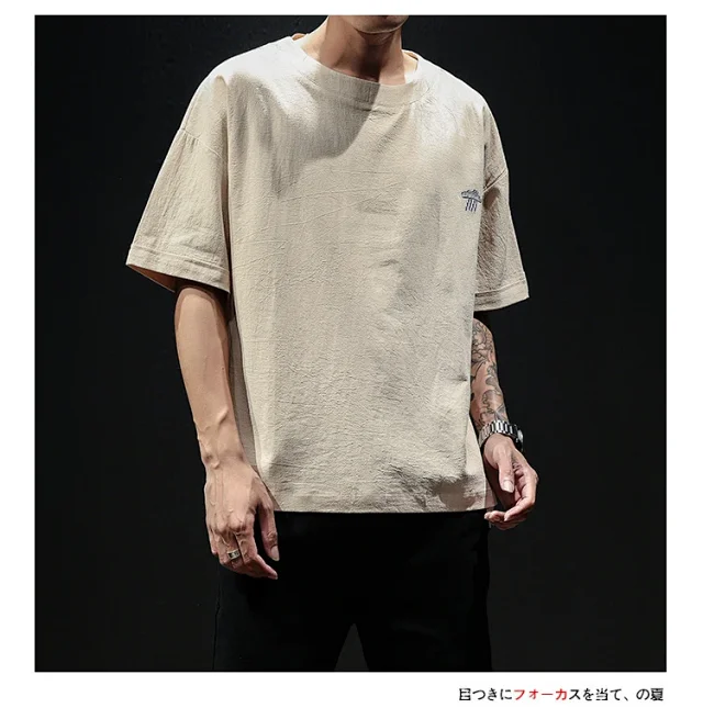 Linen T-shirt Men's Short Sleeve Detail