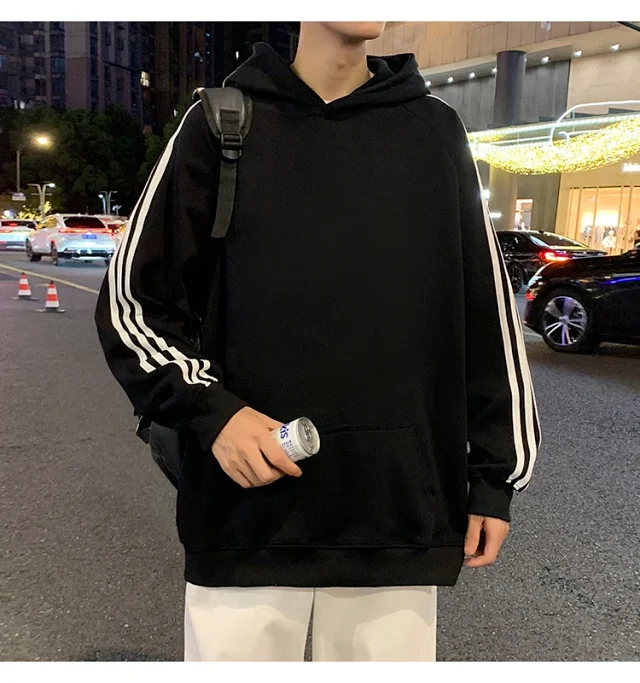 Men's Striped Oversized Casual Hoodie Detail