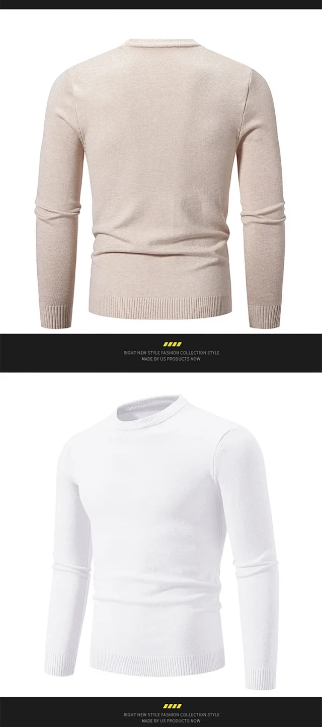 Men's Retro Solid Loose Knit Pullover Detail