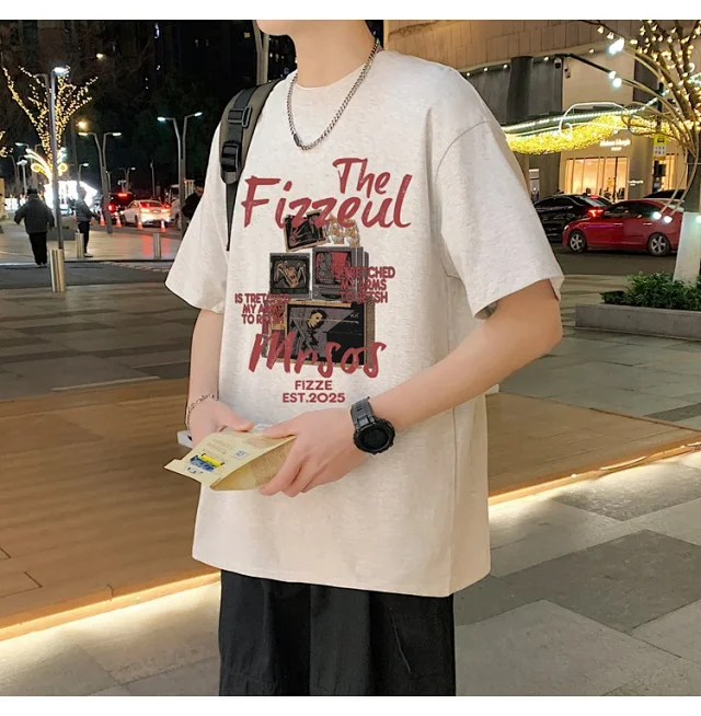 Men's Trendy Oversized Heavyweight Cotton T-Shirt Detail