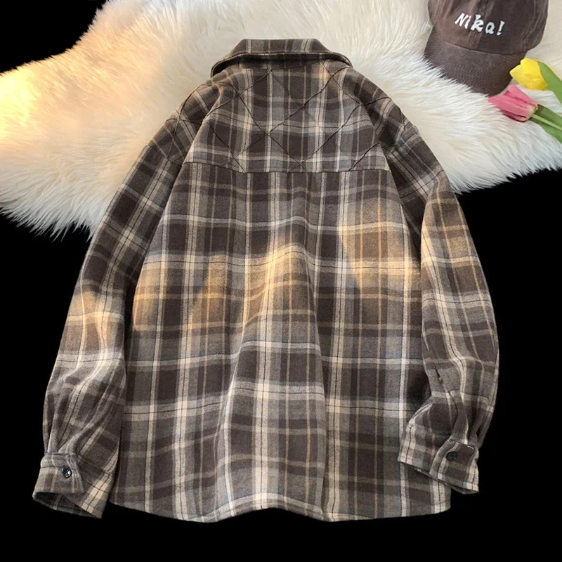 Men's Winter Fleece Retro Plaid Overshirt
