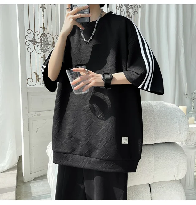 Three-Stripe Stretch Ice-Silk Summer Tee Detail