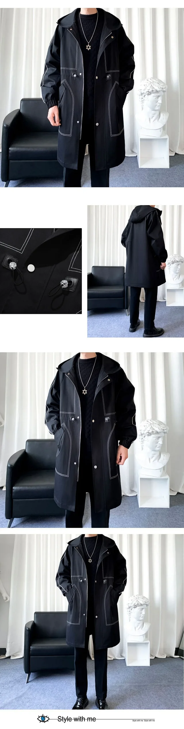 Men's Retro Workwear Hooded Trench AW24 Detail