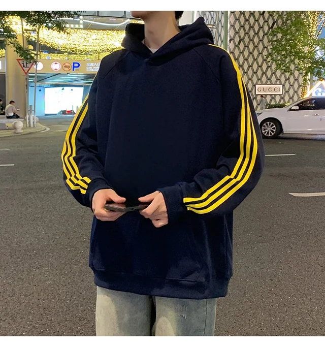 Men's Striped Oversized Casual Hoodie Detail
