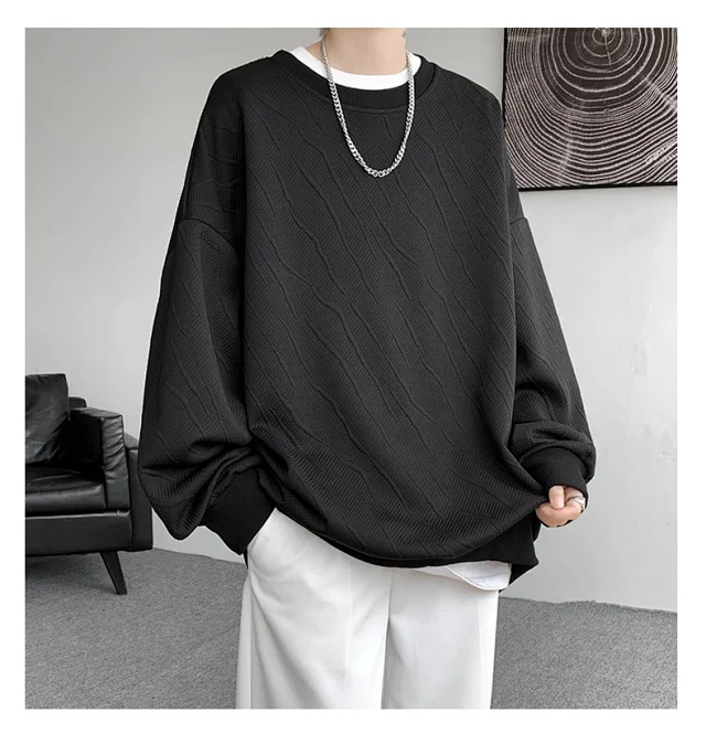 Men's Loose Textured Long Sleeve Tee Detail