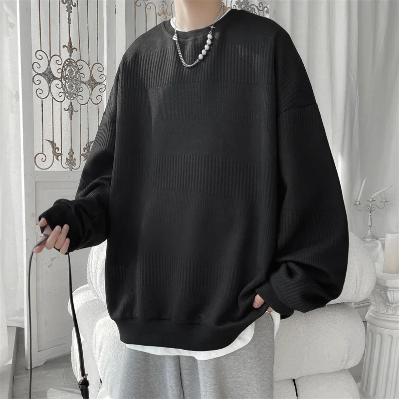 Men's Grey Jacquard Long Sleeve Tee