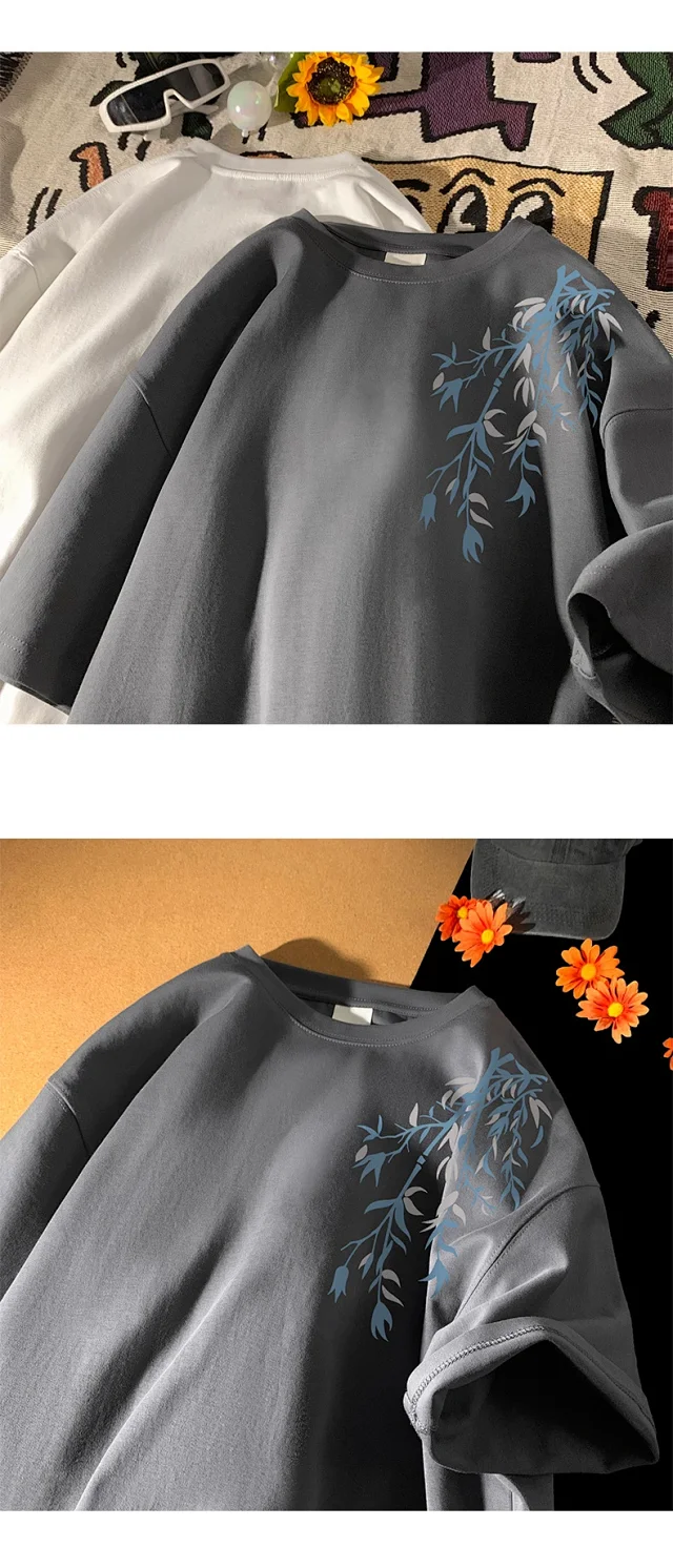 Men's Chinese-Style Printed Heavyweight Cotton Tee Detail