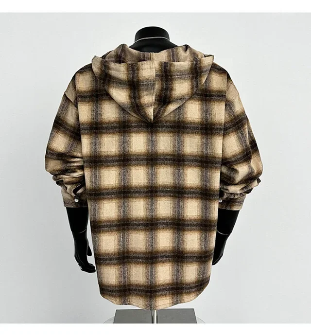 2025 Cyber Men's Plaid Hoodie Shirt Jacket Detail
