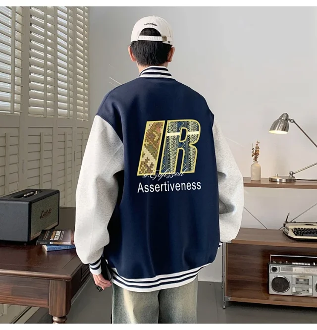 Trendy Men's Oversized Casual Bomber Jacket Detail