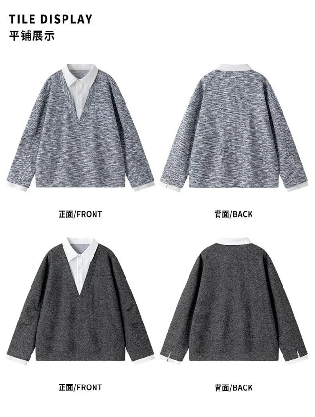 Men's Relaxed Mock Layered Hoodie Detail