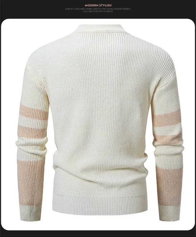 Ruicheng Men's Retro Color Block Sweater Detail
