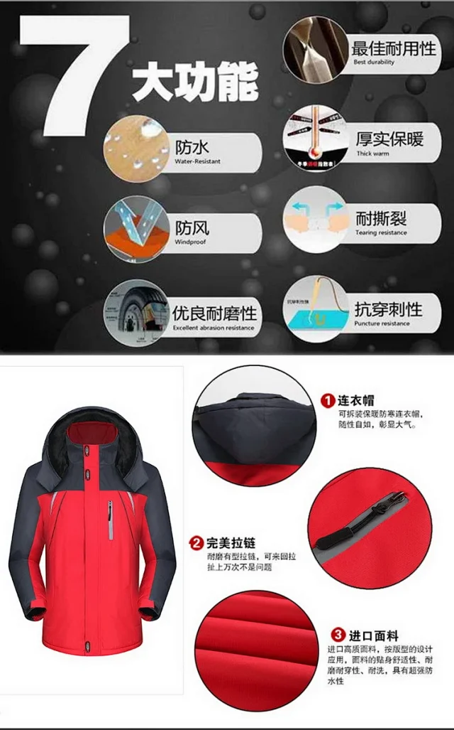Unisex Winter Windproof Insulated Hooded Coat Detail