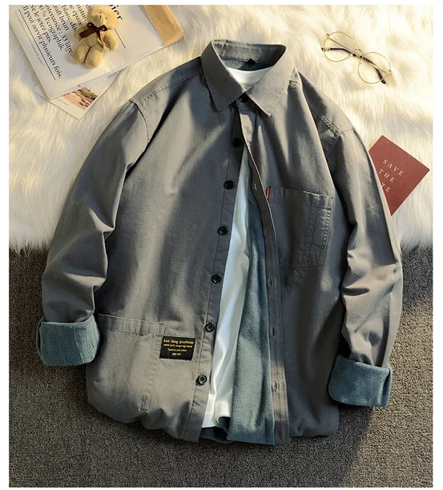 Men's Fleece-Lined Cotton Winter Work Shirt Detail