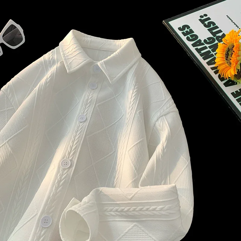 Men's Jacquard Long Sleeve Casual Shirt