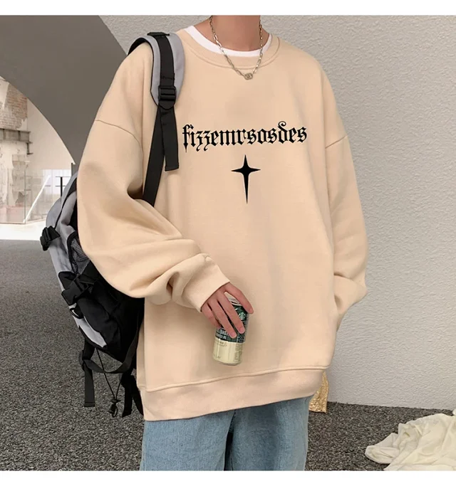 Unisex American Streetwear Crewneck Fleece Sweatshirt Detail