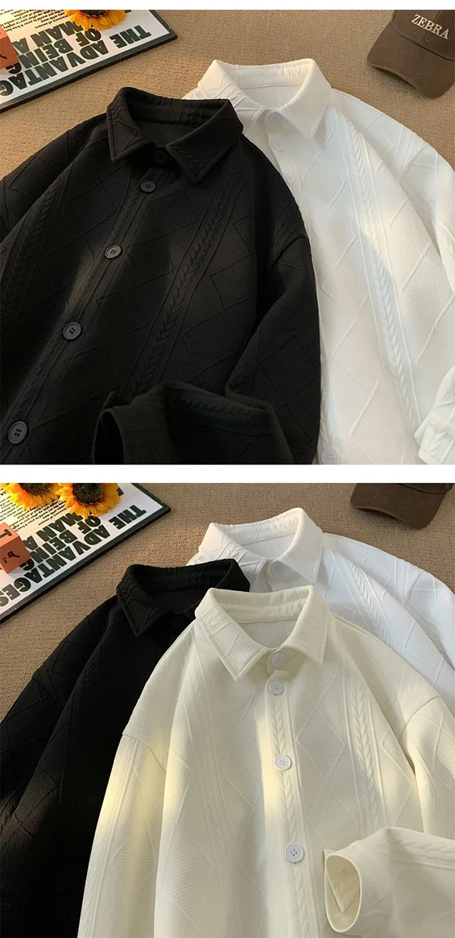 Men's Jacquard Long Sleeve Casual Shirt Detail