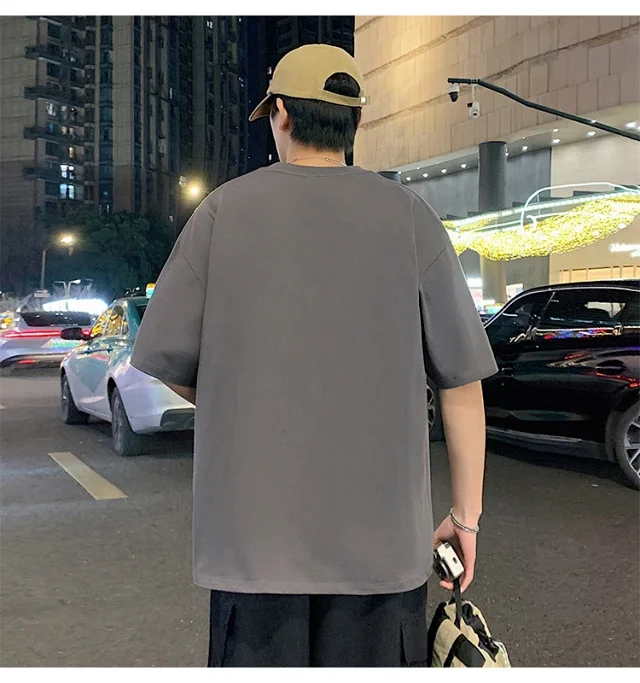 Men's Summer New Loose Crew Neck T-shirt Detail