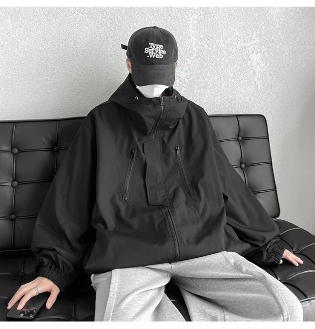 Black Warrior Men's Hooded Utility Jacket Detail