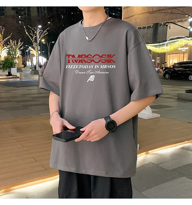 Men's Summer New Loose Crew Neck T-shirt Detail