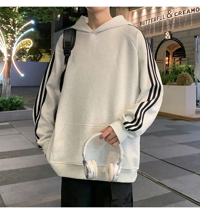 Men's Striped Oversized Casual Hoodie Detail