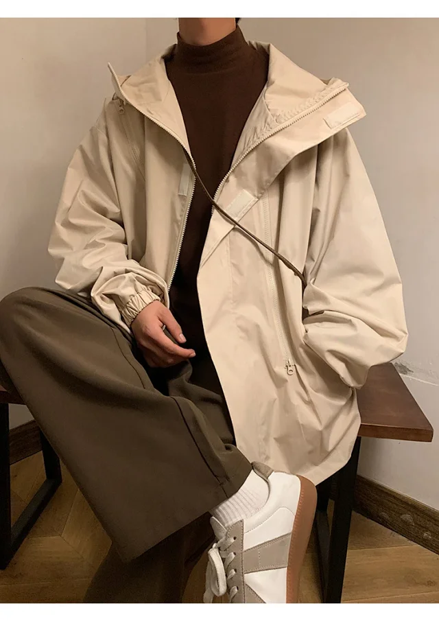 Men's HK Style A/W Loose Warm Hooded Jacket Detail