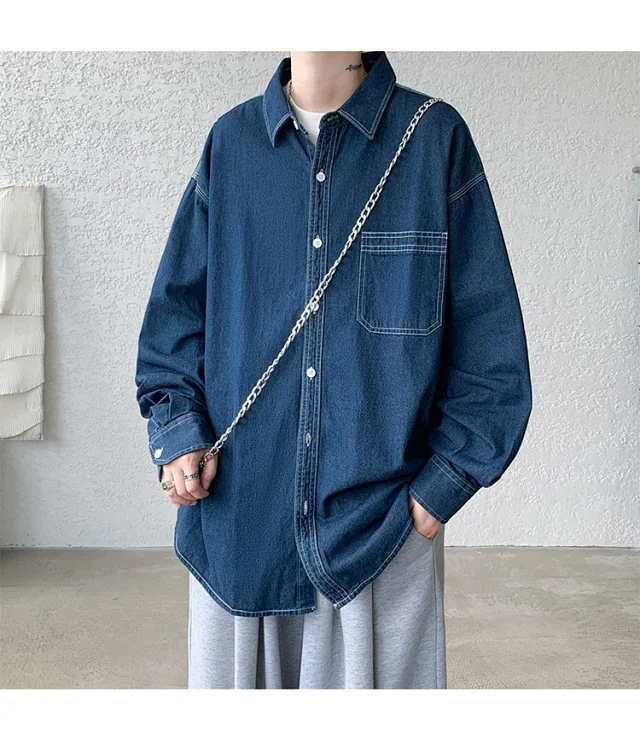 Men's Japanese Denim Shirt Long Sleeve Detail