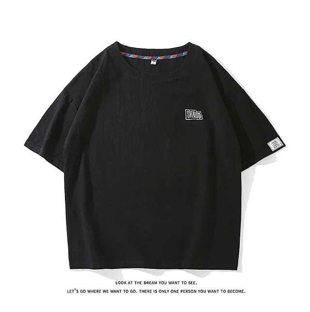 Men's Japanese Style Cotton Linen Tee Detail
