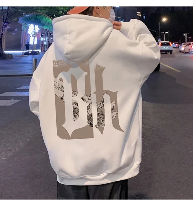 Japanese Hiphop Men's Oversized Cotton Hoodie Detail