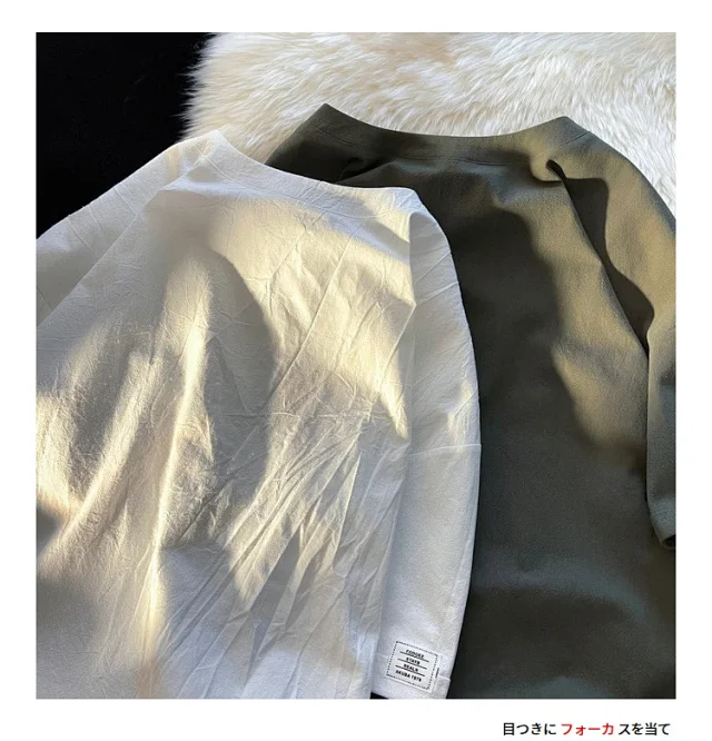 Men's Summer Linen-Like Oversized Solid T-Shirt Detail