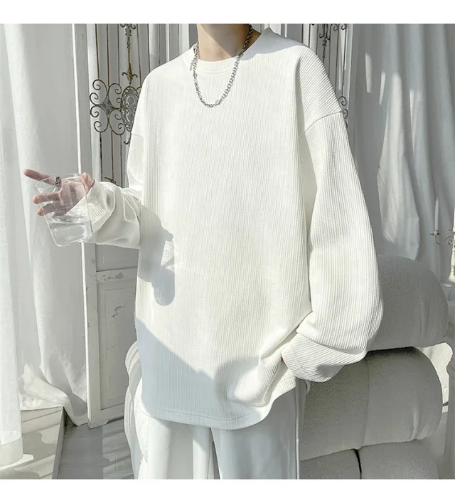 Men's Solid Textured Button-Front Long-Sleeve T-Shirt Detail