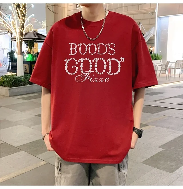 Men's Heavyweight Cotton Casual Daily Short Tee Detail