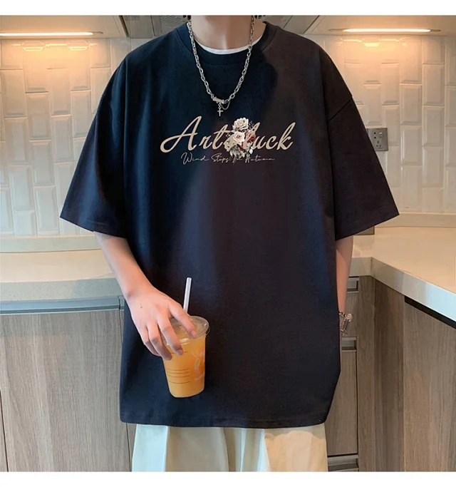 Men's New Summer Oversized Cotton T-Shirt Detail
