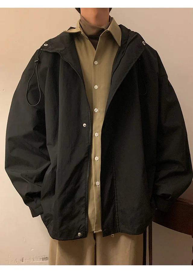 Autumn/Winter Men's HK Loose Casual Hooded Jacket Detail