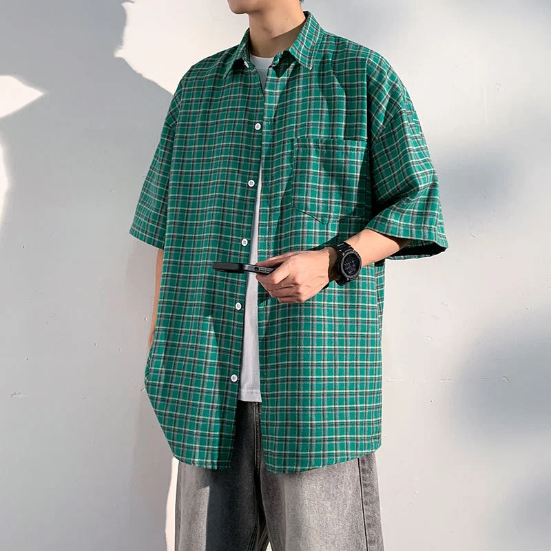 Men's Casual Checked Short Sleeve Shirt