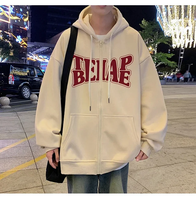 Men's Hip Hop Oversized Zip Hoodie Detail
