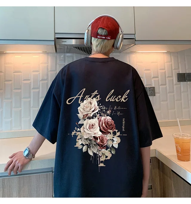 Men's New Summer Oversized Cotton T-Shirt Detail