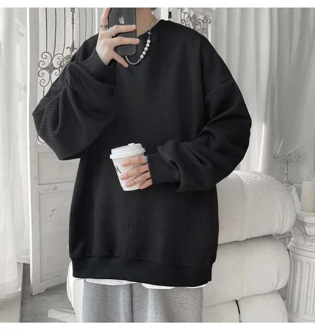 Men's Grey Jacquard Long Sleeve Tee Detail