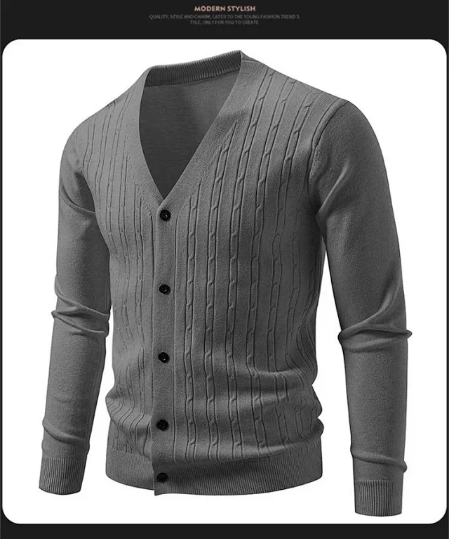 Men's Korean Knit Cardigan Detail