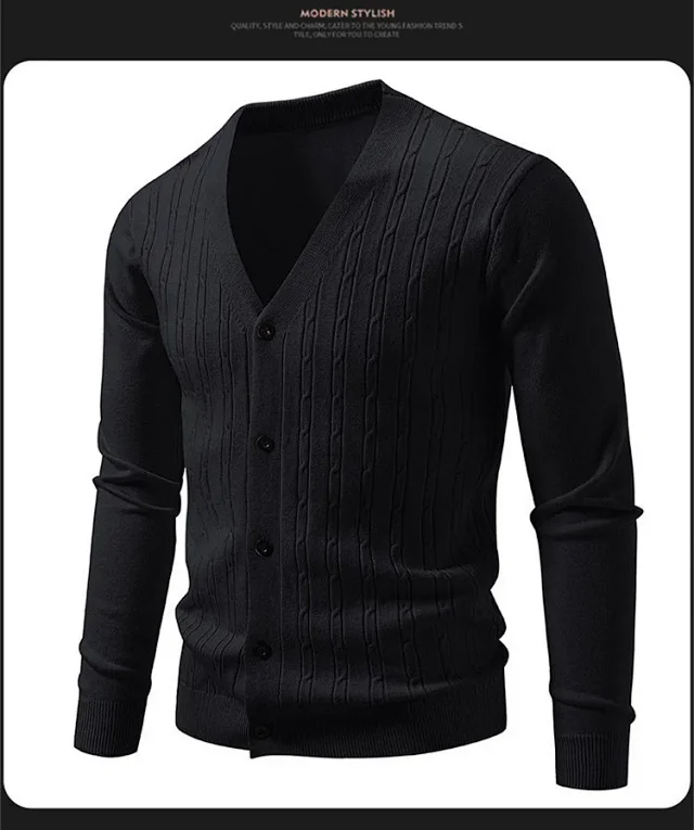 Men's Korean Knit Cardigan Detail