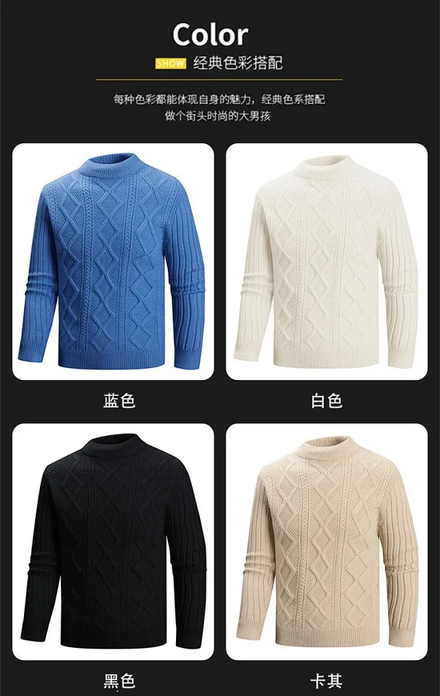 Men's Vintage Argyle Sweater Loose Fit Detail