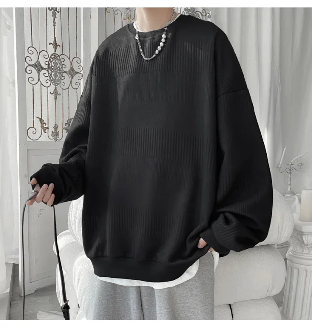 Men's Grey Jacquard Long Sleeve Tee Detail