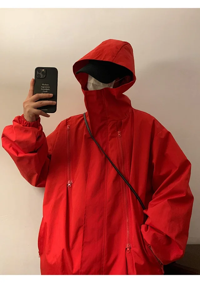 Men's HK Style A/W Loose Warm Hooded Jacket Detail
