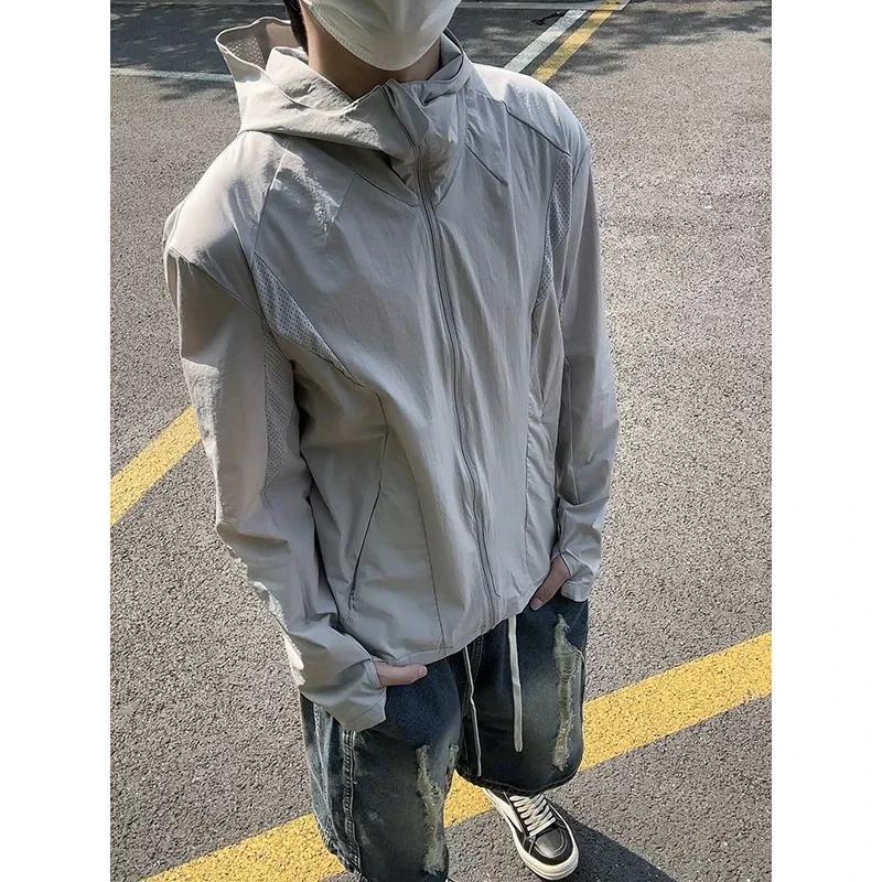 Men's Laser-Perforated Quick-Dry Hooded Jacket