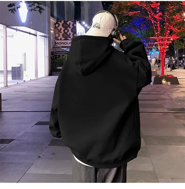 Men's Heavyweight Cotton Fleece Hoodie Fall Winter Detail