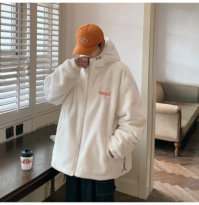 Men's Winter Sherpa Fleece Oversized Coat Detail