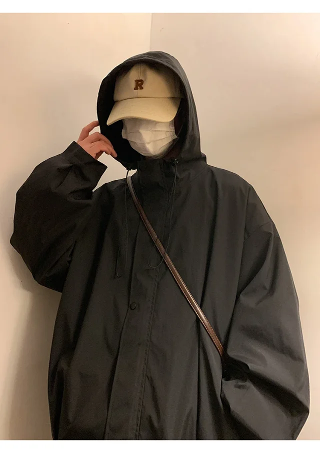 Autumn/Winter Men's HK Loose Casual Hooded Jacket Detail