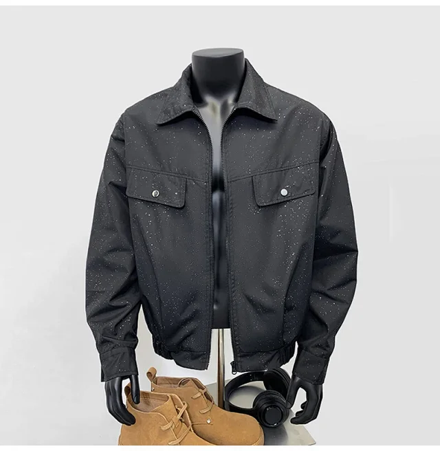 Starry Sky Men's Edgy Flight Jacket Detail